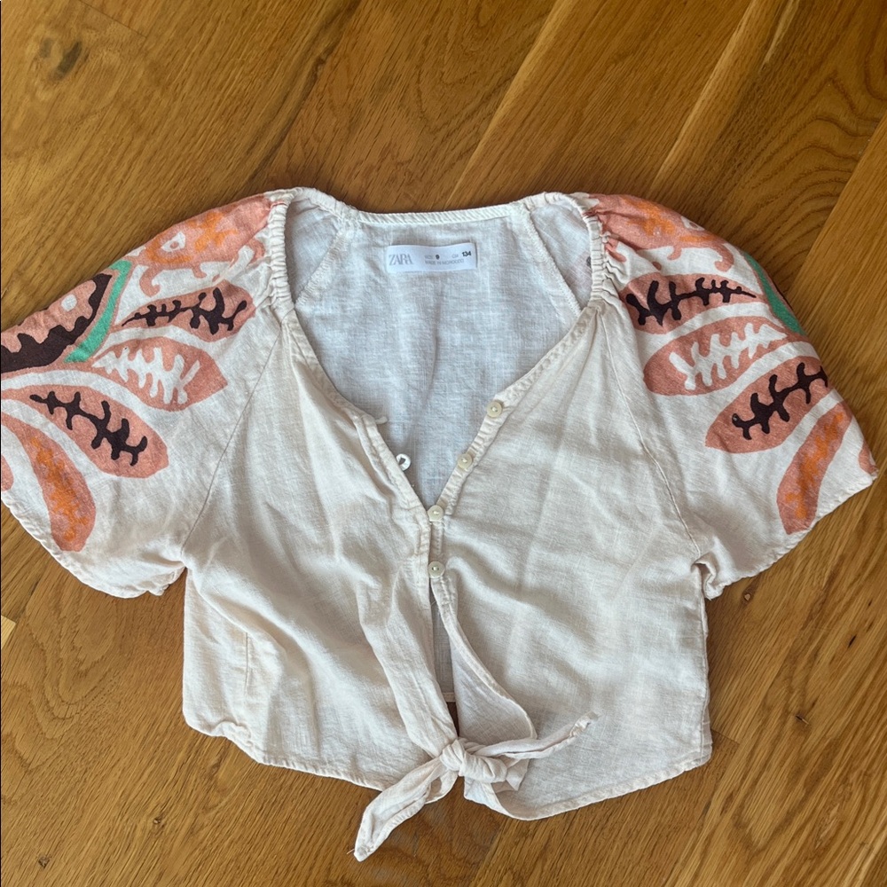 Zara Off-White Linen Top